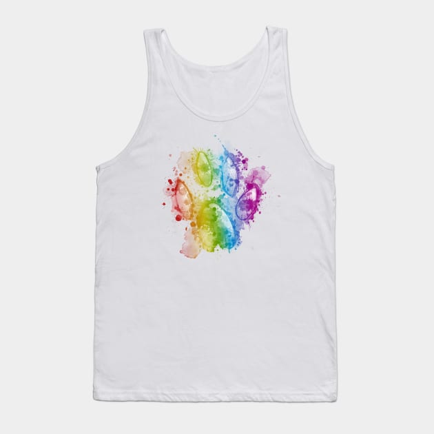 Inky Paw Print - Multicoloured Tank Top by douglaswood